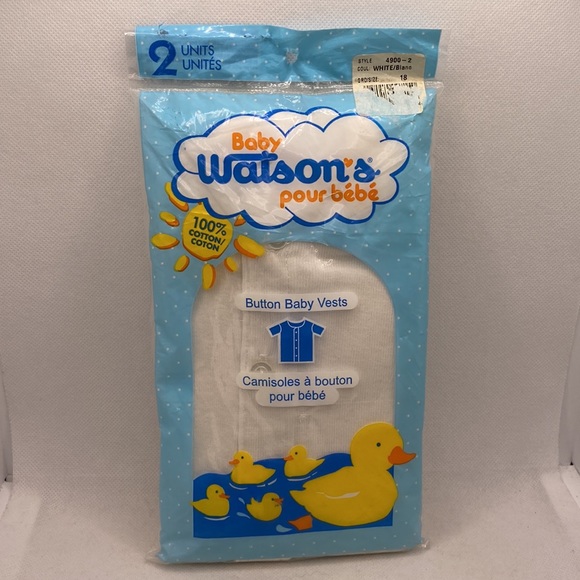 Vintage 2 Baby Watson’s Undershirts Button Vests White 18 Months New in Package - Picture 11 of 11